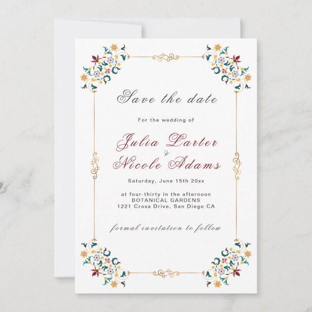 Save The Date Mariage Motif classique complexe de géométrie vint (Devant)