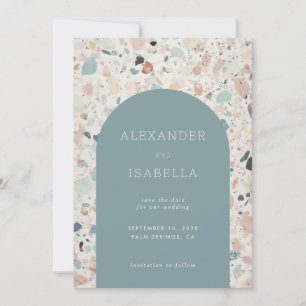 Save The Date Mariage Motif moderne Pastel Terrazzo