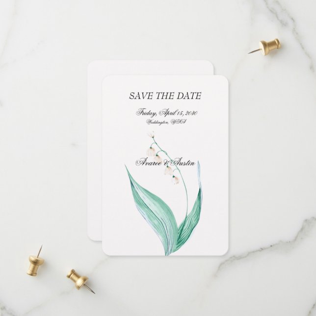 Save The Date Mariage Muguet de Mai (Devant/Arrière en situation)