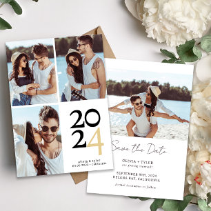 Save The Date Mariage Multi Photo Typographie Simple