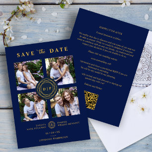 Save The Date Mariage multiphoto Ultra-tendance Navy & Gold 4