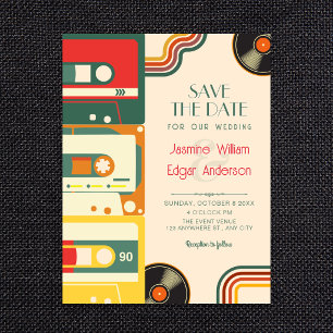 Save The Date Mariage musique rétro colorée cassette