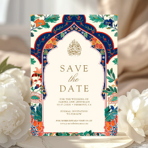 Save The Date Mariage Musulman Crème à incrustation florale pers