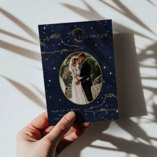 Save The Date Mariage mystique de la lune d'or céleste