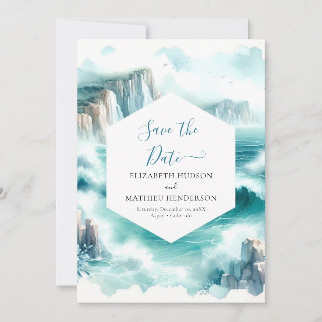 Save The Date Mariage Nautique Aquarelle Minimale (Devant)