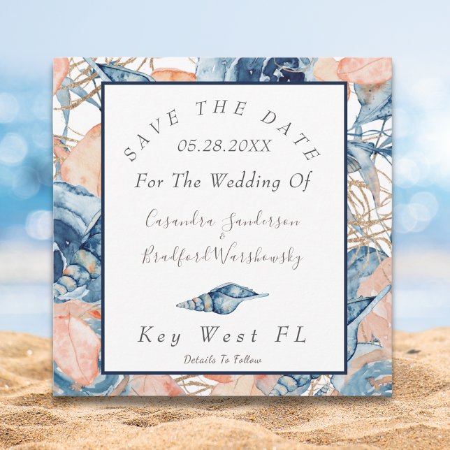 Save The Date Mariage nautique Aquarelle  Roses (Créateur téléchargé)