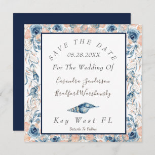 Save The Date Mariage nautique Aquarelle  Roses