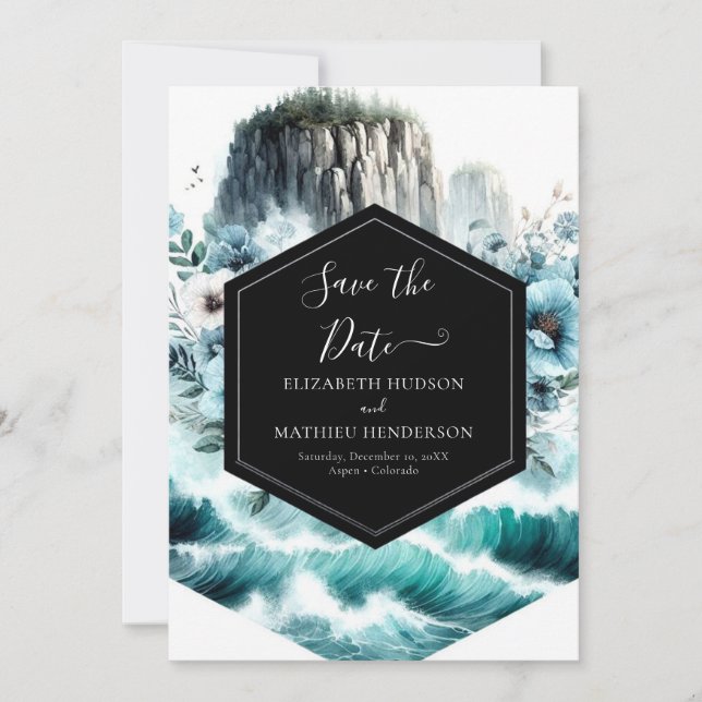 Save The Date Mariage nautique Blue Cliff (Devant)