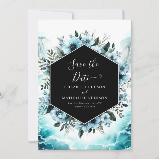 Save The Date Mariage nautique Chic Watercolor (Devant)