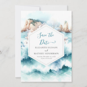 Save The Date Mariage nautique minimaliste bleu