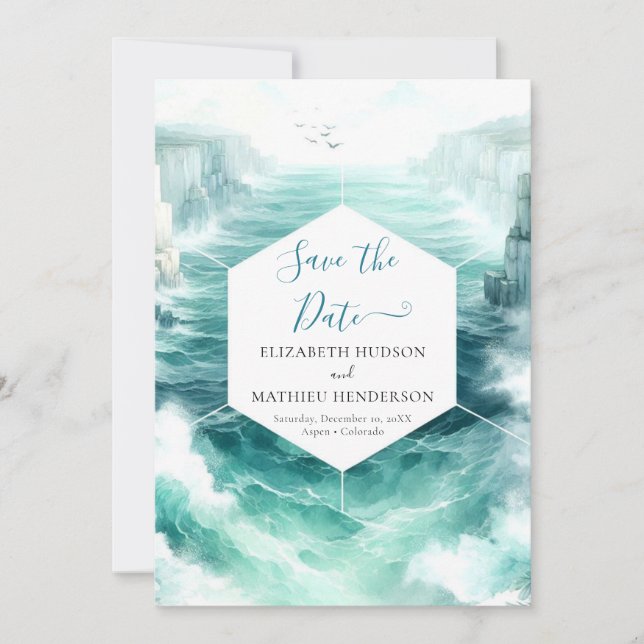Save The Date Mariage nautique numérique Boho (Devant)