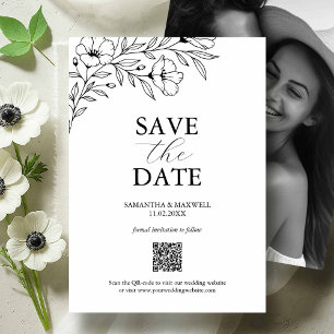 Save The Date Mariage noir et blanc Enregistrer les dates avec p