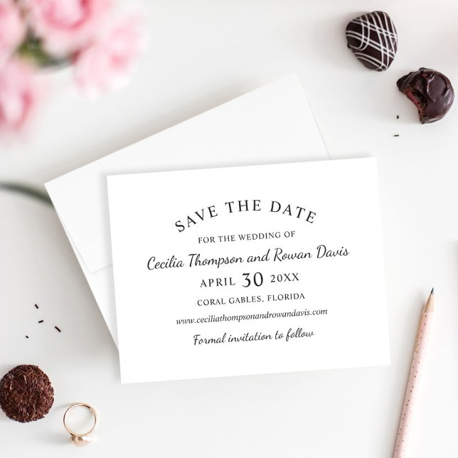 Save The Date Mariage noir et blanc tout simplement élégant (Créateur téléchargé)