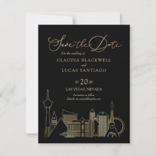Save The Date Mariage noir et or Las Vegas
