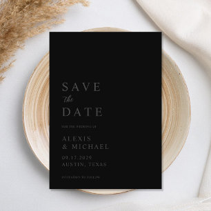 Save The Date Mariage noir mat minimaliste moderne