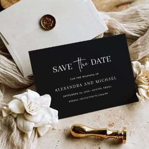 Save The Date Mariage Noir Minimaliste Classique et Élégant