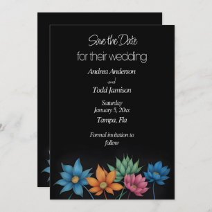 Save The Date Mariage noir minimaliste de contraste de fleur