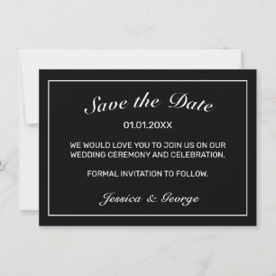 Save The Date Mariage noir minimaliste moderne du coeur