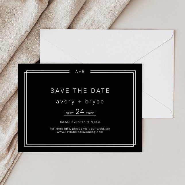 Save The Date Mariage noir moderne Enregistrer la date / AVERY (Modern Black Wedding Save the Date / AVERY)