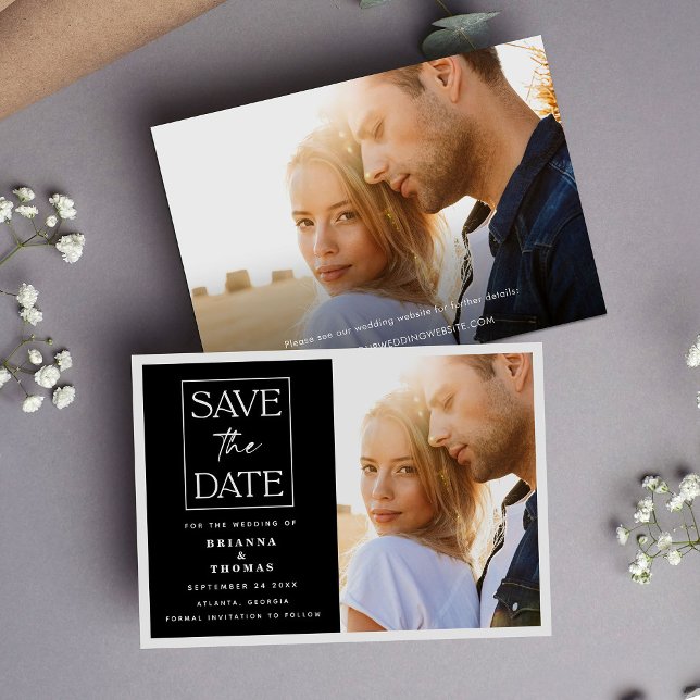 Save The Date Mariage noir noir minimal Enregistrer la date (Créateur téléchargé)