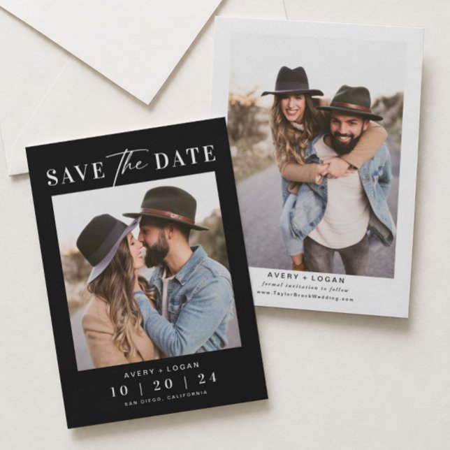 Save The Date Mariage Noir Photo Moderne (Créateur téléchargé)