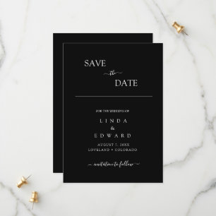 Save The Date Mariage noir traditionnel minimaliste moderne