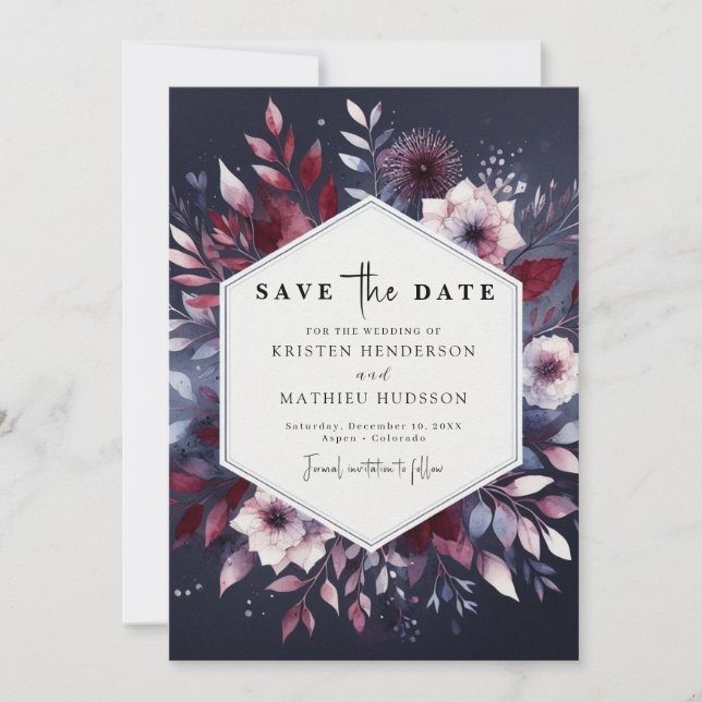 Save The Date Mariage numérique chic de Bourgogne (Devant)