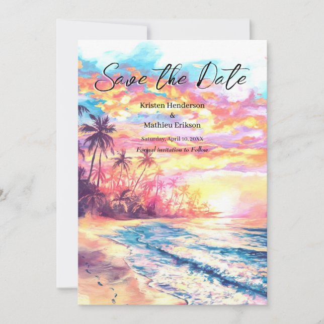 Save The Date Mariage numérique de plage nautique (Devant)