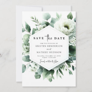 Save The Date Mariage numérique Eucalyptus couleur Aquarelle Chi
