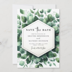 Save The Date Mariage numérique Eucalyptus de verdure rustique