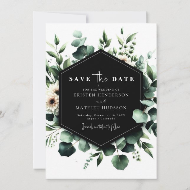 Save The Date Mariage numérique Eucalyptus écossais (Devant)
