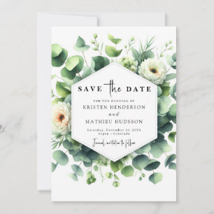 Save The Date Mariage numérique Eucalyptus feuille unique