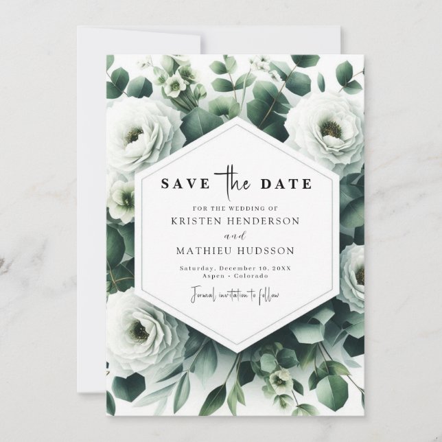 Save The Date Mariage numérique Eucalyptus Personnalisé (Devant)
