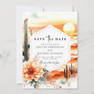 Save The Date Mariage numérique moderne Cactus