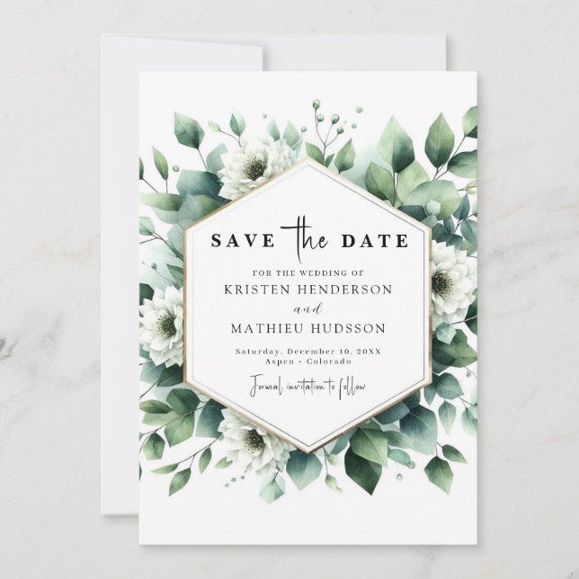 Save The Date Mariage numérique simple Whimsical Eucalyptus (Devant)