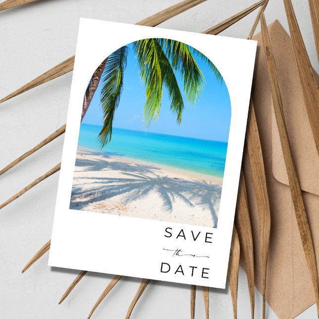 Save The Date Mariage numérique Tropical Palm Tree Beach (Tropical Palm Tree Beach Digital Wedding Save The Date)