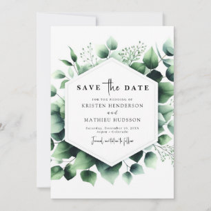 Save The Date Mariage numérique vert Floral Eucalyptus