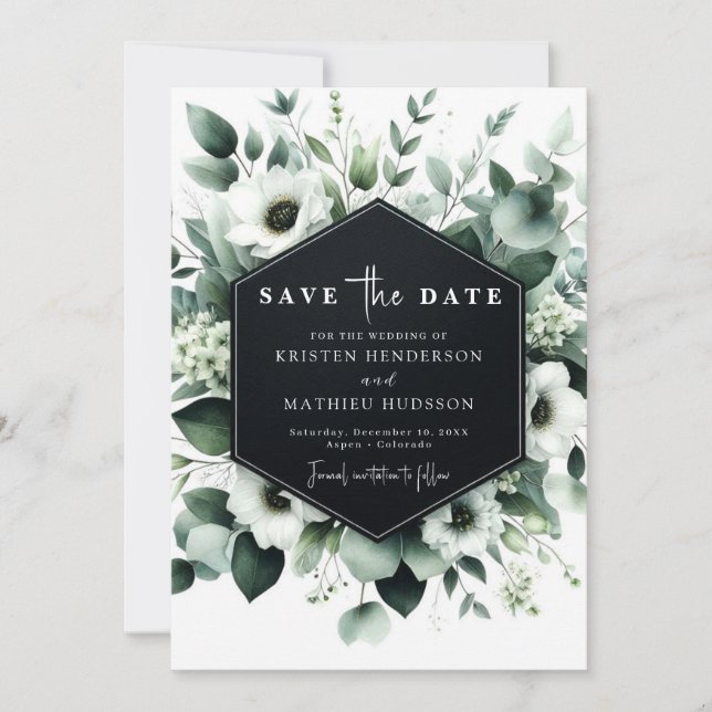Save The Date Mariage numérique Whimsical Boho Eucalyptus (Devant)