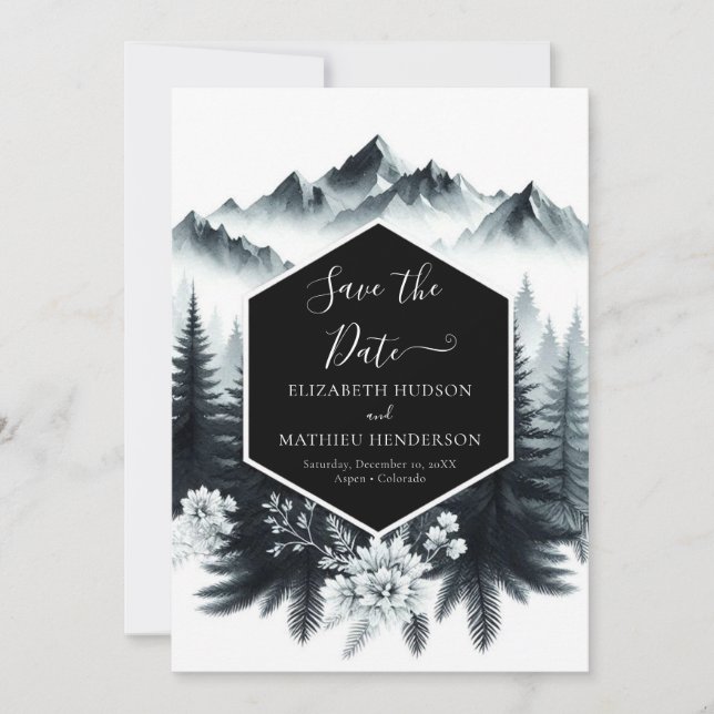 Save The Date Mariage numérique Whimsical Mountain (Devant)