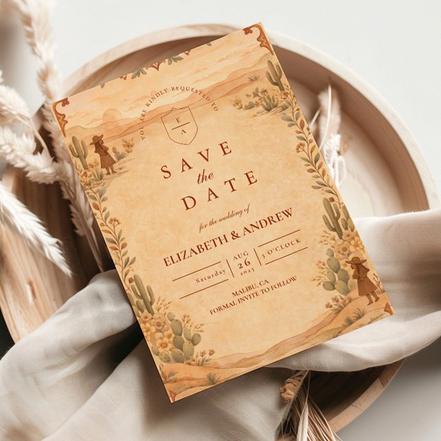 Save The Date Mariage occidental désert en terre cuite (Créateur téléchargé)