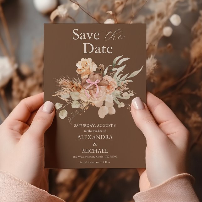 Save The Date Mariage Occidental Floral Boho (Créateur téléchargé)