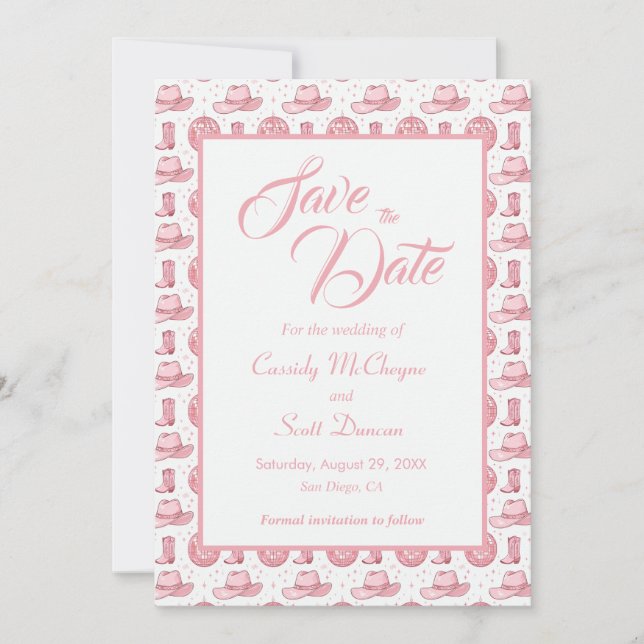 Save The Date Mariage Occidental rose mignon Enregistrer la date (Devant)