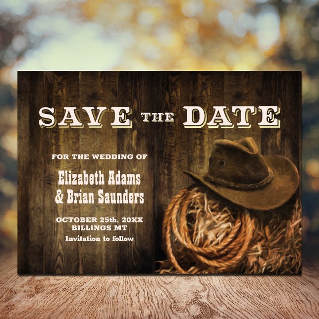 Save The Date Mariage occidental rustique en bois (Créateur téléchargé)