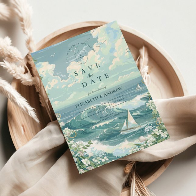 Save The Date Mariage Océanique Voilier Côtiers (Créateur téléchargé)