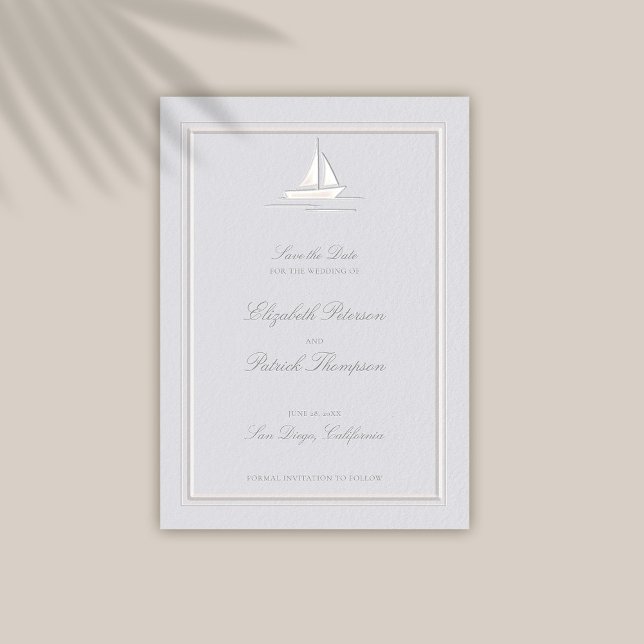 Save The Date Mariage officiel du bateau à charpente apparente F (coastal wedding save the date card modern classic formal traditional frame faux embossed boat)