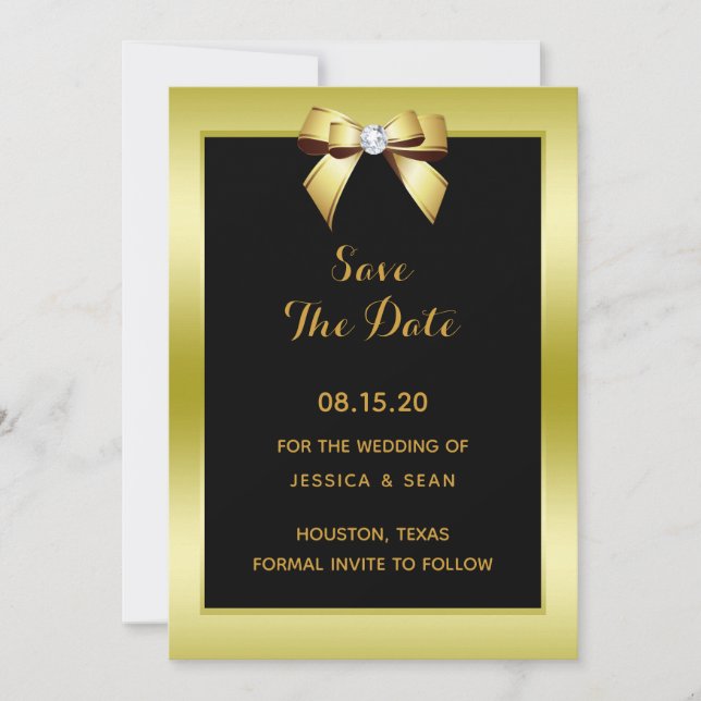 Save The Date Mariage Or Glamour Arc & Noir (Devant)