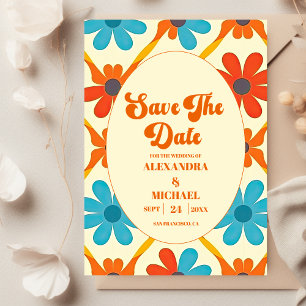 Save The Date Mariage Orange Groovy Rétro des Années 70