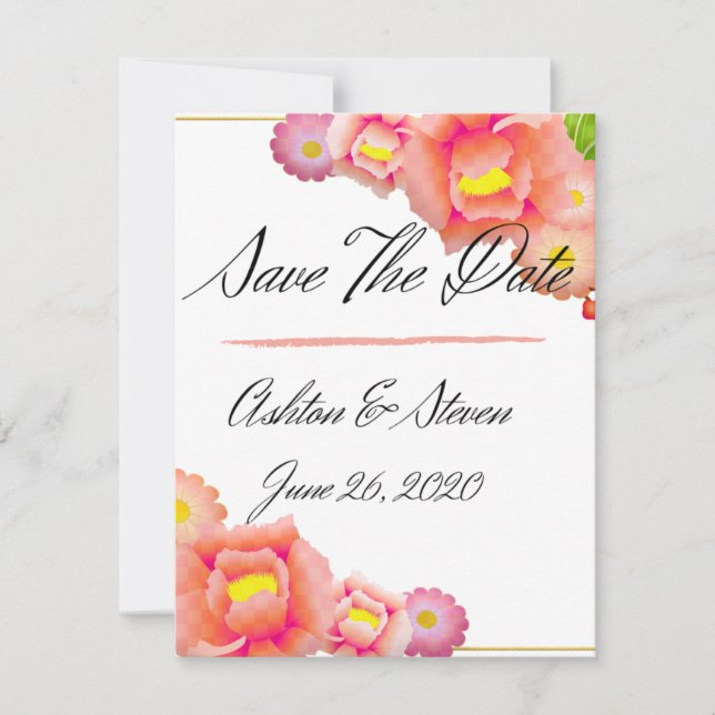 Save The Date Mariage Orange & Pêche (Devant)