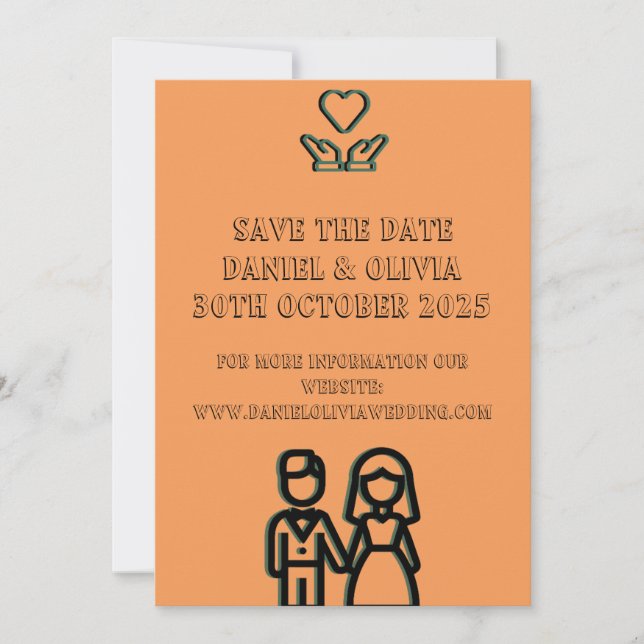Save The Date Mariage Orange Profond (Devant)