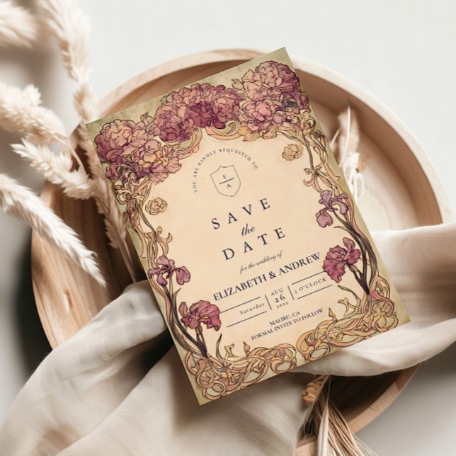 Save The Date Mariage orchidée Art Nouveau (Créateur téléchargé)